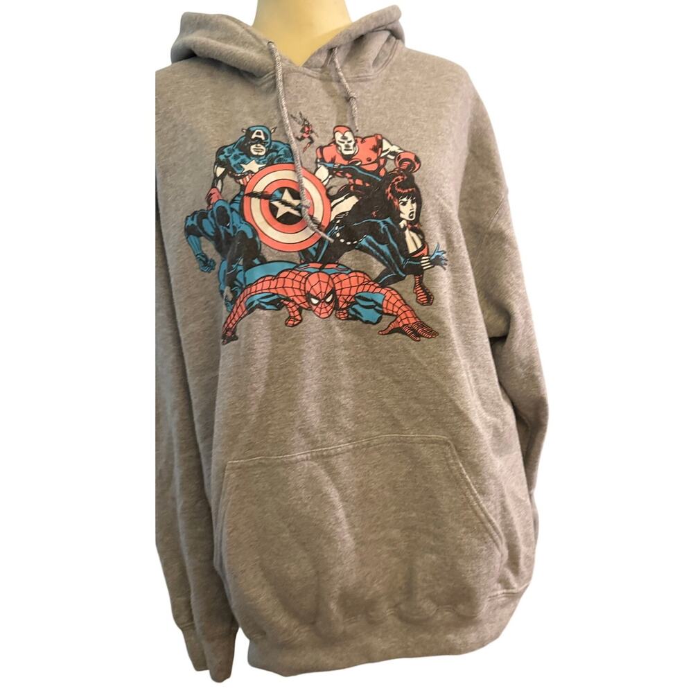 Marvel Avengers Graphic Hoodie, Captain America Spider-Man Black Panther, Large